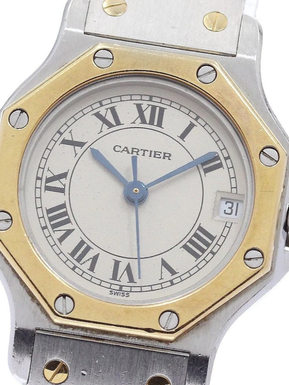 CARTIER Santos Octagon SM W2001683 Date YG2 tone Quartz Ladies Watch_972170